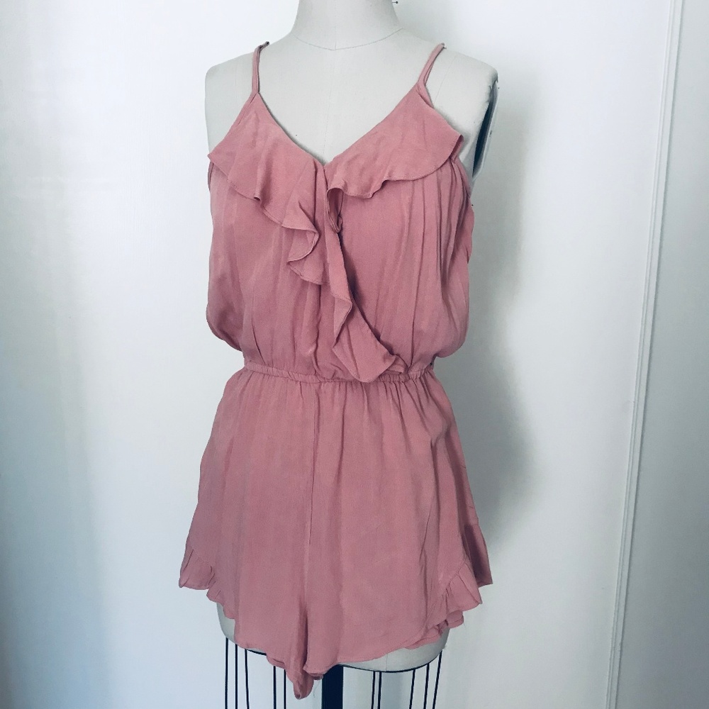 Mauve Dusty Pink Ruffle Romper